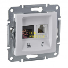 Механизм розетки комп. + телеф. 1-м СП Sedna RJ11 + RJ45 бел. SDN5100121 Механизм розетки комп. + телеф. 1-м СП Sedna RJ11 + RJ45 бел. SDN5100121