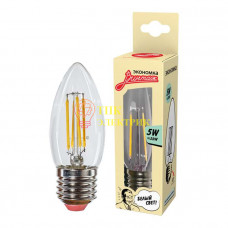 Лампа светодиодная LED Филамент 5Вт Свеча 160-260В E27 450лм 4500К EcoLedFL5wCNE2745