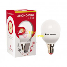 Лампа светодиодная GL45 5Вт шар 3000К тепл. бел. E14 340лм 220-240В 45мм Eco_LED5wGL45E1430