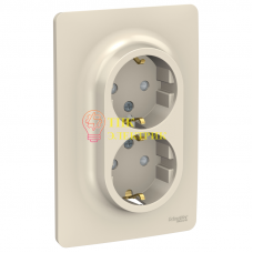 Розетка 2-м UNICA NEW защ. шторки с заземл. винт. зажим. беж. NU206744 Розетка 2-м UNICA NEW защ. шторки с заземл. винт. зажим. беж. NU206744