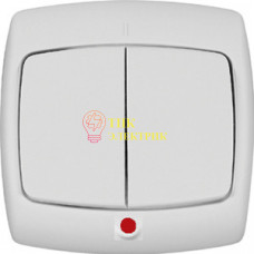 Выключатель 2-кл. СП Рондо 6А IP20 с индик. бел. С56-051 S56-051-BI (С56-051-би)