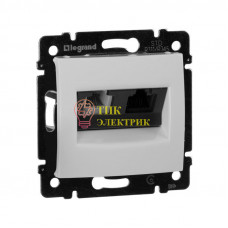Механизм розетки комп. + телеф. 1-м СП Valena RJ45 CAT.5E UTP+RJ11 бел. 770080