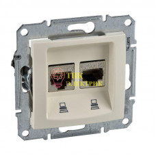 Механизм розетки комп. 1-м СП Sedna RJ45 + RJ45 беж. SDN4400147 Механизм розетки комп. 1-м СП Sedna RJ45 + RJ45 беж. SDN4400147