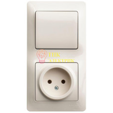 Блок комбинированный GLOSSA розетка + выкл. 1-кл. беж. GSL000260 Блок комбинированный GLOSSA розетка + выкл. 1-кл. беж. GSL000260