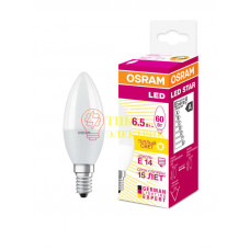 Лампа светодиодная LEDSCLB60 6.5W/830 6.5Вт 3000К тепл. бел. E14 550лм 230В FR FS1 4058075134171