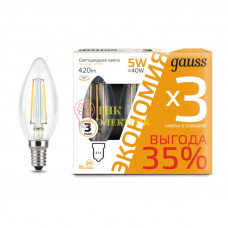 Лампа светодиодная Filament Свеча E14 5Вт 2700К ПРОМО (уп.3шт) 103801105T
