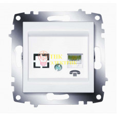 Механизм розетки телеф. 1-м Cosmo (RJ11 + гнездо) бел. 619-010200-221