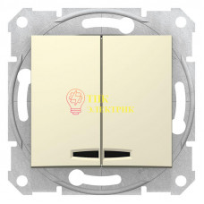Механизм выключателя 2-кл. СП Sedna 10А IP20 с син. индик. беж. SDN0300347 Механизм выключателя 2-кл. СП Sedna 10А IP20 с син. индик. беж. SDN0300347