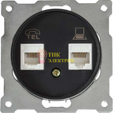 Механизм розетки комп. + телеф.2-м СП Florence RJ11/RJ45 кат.5e черн. 2172817 Механизм розетки комп. + телеф.2-м СП Florence RJ11/RJ45 кат.5e черн. 2172817