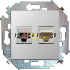 Механизм розетки комп. СП Simon15 2мод. RJ45 + RJ45 бел. 1591593-030 Механизм розетки комп. СП Simon15 2мод. RJ45 + RJ45 бел. 1591593-030