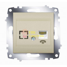 Механизм розетки телеф. 1-м Cosmo (RJ11 + гнездо) титаниум 619-011400-221