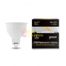 Лампа светодиодная диммируемая MR16 5Вт 2700К тепл. бел. GU5.3 500лм 180-265В 101505105-D Лампа светодиодная диммируемая MR16 5Вт 2700К тепл. бел. GU5.3 500лм 180-265В 101505105-D