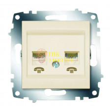 Механизм розетки телеф. 2-м Cosmo RJ11 + RJ11 крем. 619-010300-222