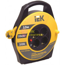 Удлинитель на катушке 4х10м с заземл. 10А IP20 УК10 "Industrial" с термозащ. 3х1 WKP14-10-04-10