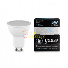 Лампа светодиодная Led MR16 GU10-dim 5Вт 4100К диммируемая 101506205-D