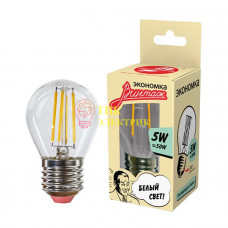 Лампа светодиодная LED Филамент 5Вт Шарик 45мм 160-260В E27 450лм 4500К EcoLedFL5wGL45E2745