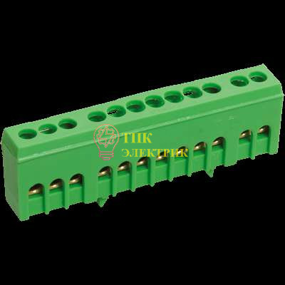 Шина PE "земля" в корп. изол. на DIN-рейку ШНИ-6х9-12-К-З YNN10-69-12KD-K06