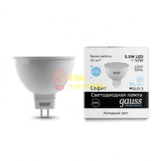 Лампа светодиодная LED Elementary MR16 GU5.3 5.5Вт 6500К 13536 Лампа светодиодная LED Elementary MR16 GU5.3 5.5Вт 6500К 13536