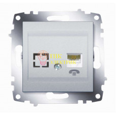 Механизм розетки телеф. 1-м Cosmo (RJ11 + гнездо) алюм. 619-011000-221