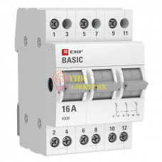 Переключатель трехпозиционный 3п 63А Basic tps-3-63