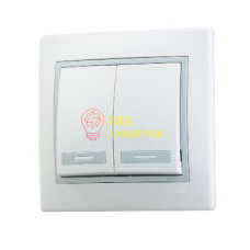 Выключатель 2-кл. СП Мира 10А IP20 бел./сер. 701-0215-101
