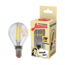 Лампа светодиодная LED Филамент 5Вт Шарик 45мм 160-260В E14 450лм 2700К EcoLedFL5wGL45E1427