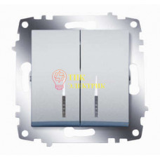 Механизм выключателя 2-кл. СП Cosmo 10А IP20 с подсветкой алюм. 619-011000-203