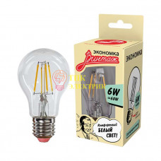 Лампа светодиодная LED Филамент 6Вт грушевидная A60 160-260В E27 620лм 4500К EcoLedFL6wA60E2745